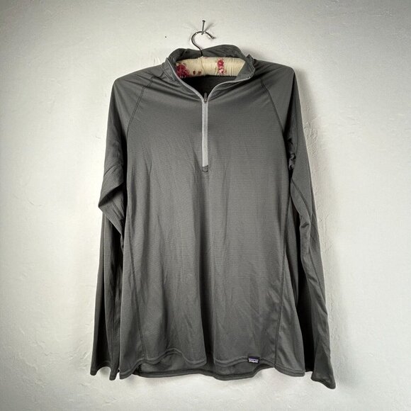 Patagonia Capilene Womens Baselayer Top Medium Gray Thermal Lightweight Half-Zip - Picture 1 of 9